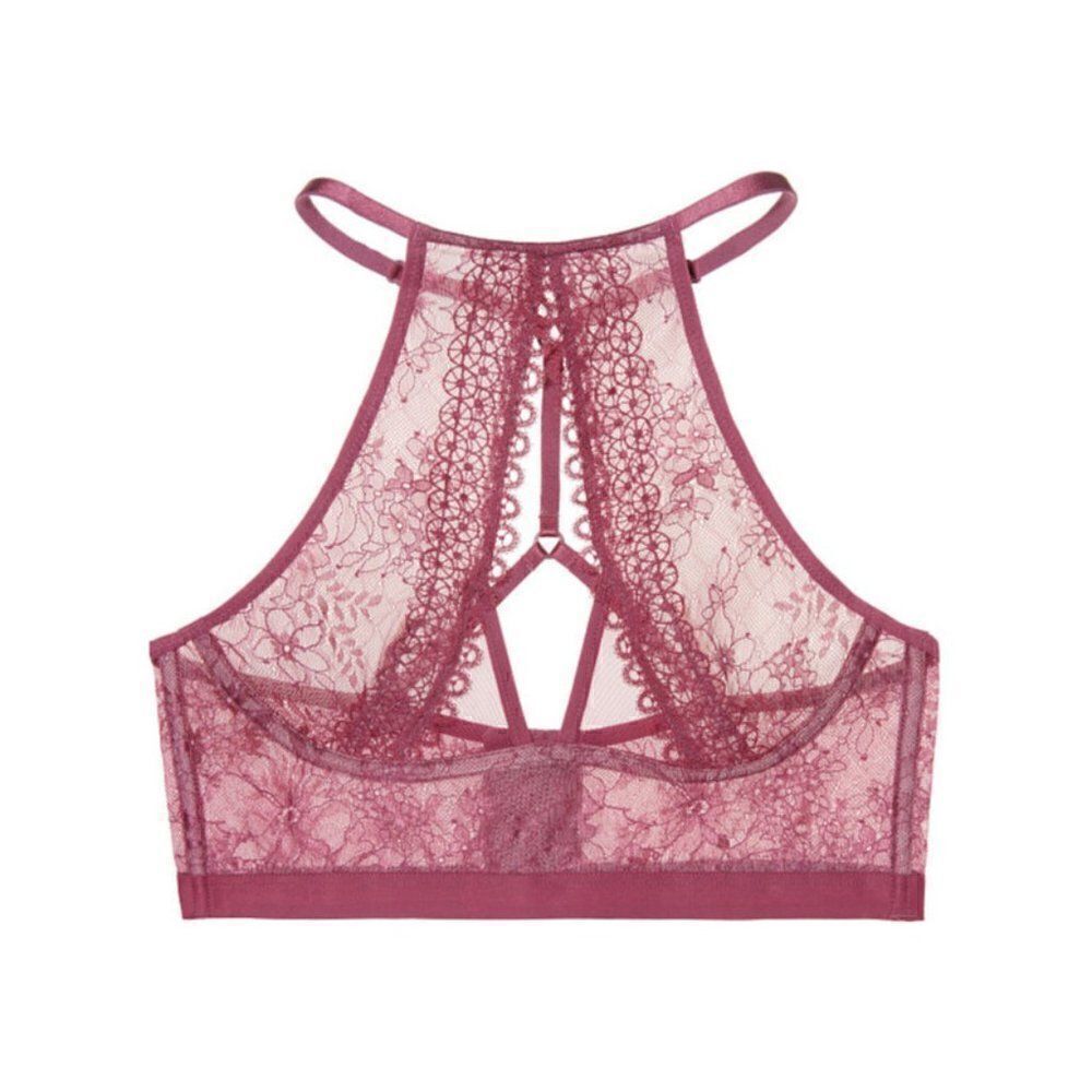 VS Very Sexy Floral Lace High-Neck Bralette